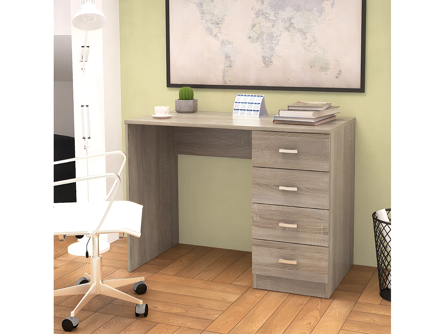 Bureau coloris chêne - Longueur 100 x Profondeur 50 x Hauteur 74 cm