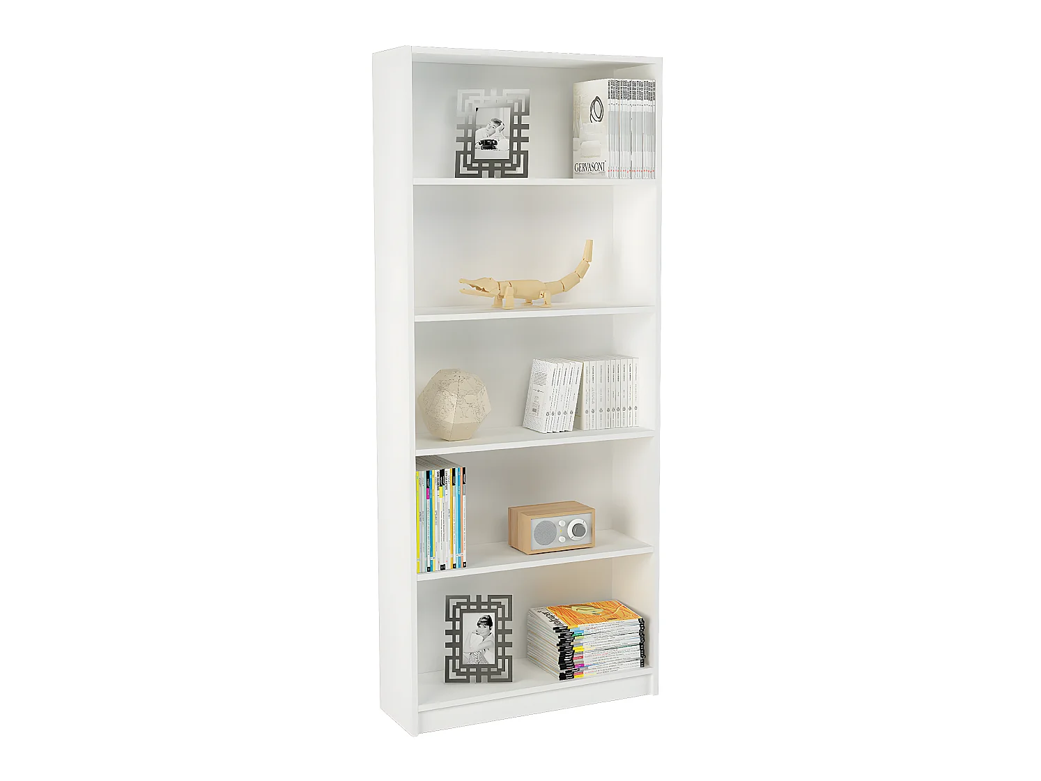 Bibliothèque / Etagère coloris blanc - Hauteur 180 x Longueur 75 x Profondeur 25 cm