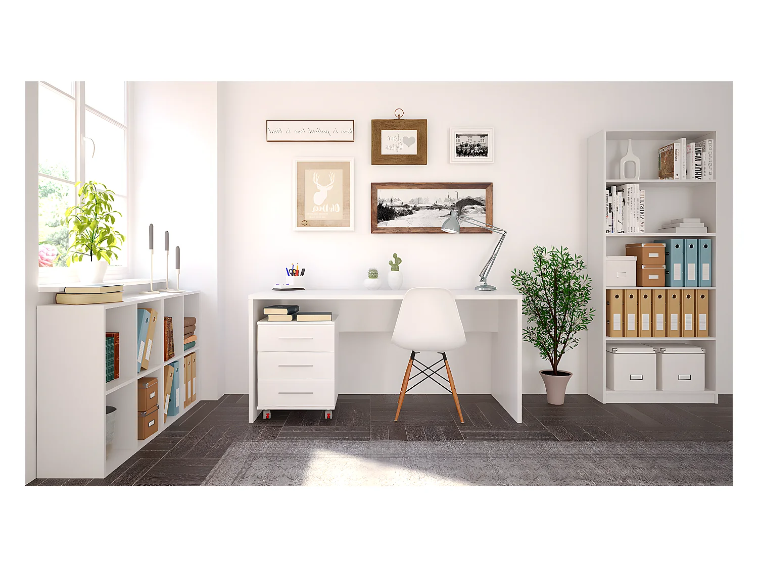 Bibliothèque / Etagère coloris blanc - Hauteur 180 x Longueur 75 x Profondeur 25 cm