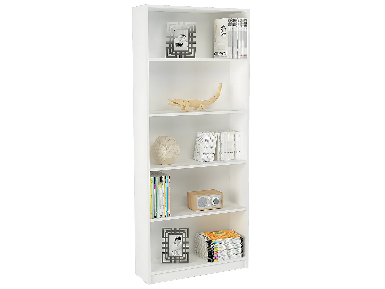 Bibliothèque / Etagère coloris blanc - Hauteur 180 x Longueur 75 x Profondeur 25 cm