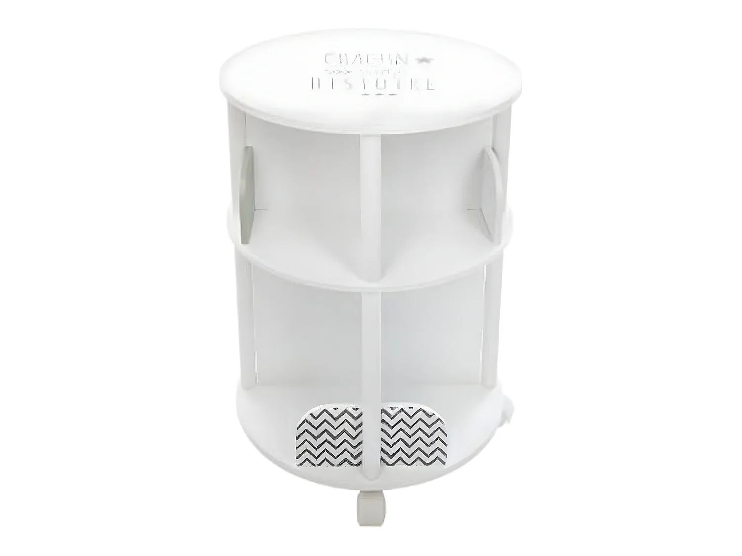 Bibliothèque enfant ronde en MDF et polypropylène, gris - Dim : L.40 x l.40 x H.59 cm