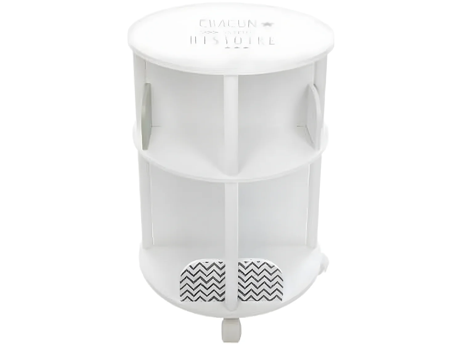 Bibliothèque enfant ronde en MDF et polypropylène, gris - Dim : L.40 x l.40 x H.59 cm