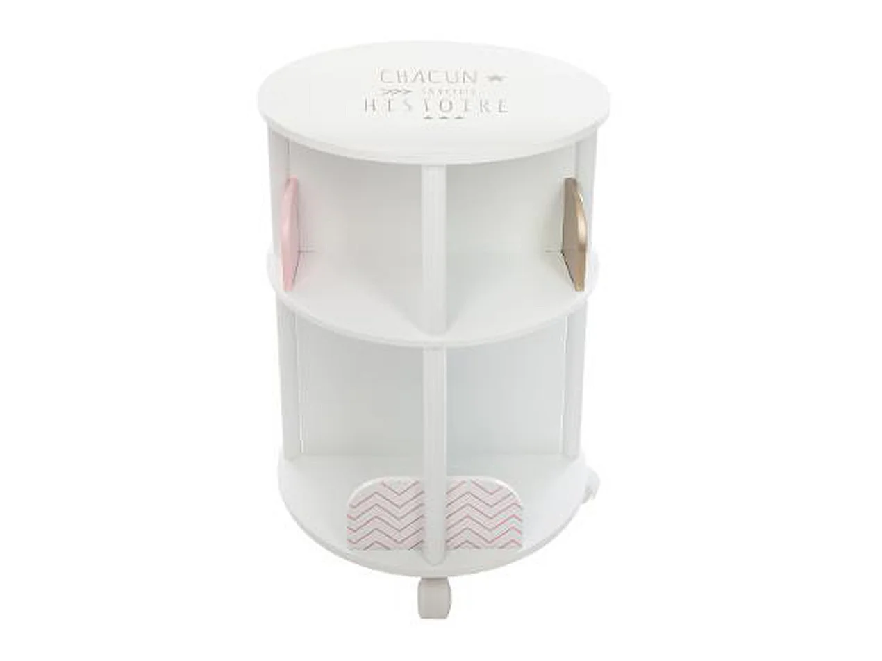 Bibliothèque enfant ronde en MDF et polypropylène, rose - Dim : L.40 x l.40 x H.59 cm