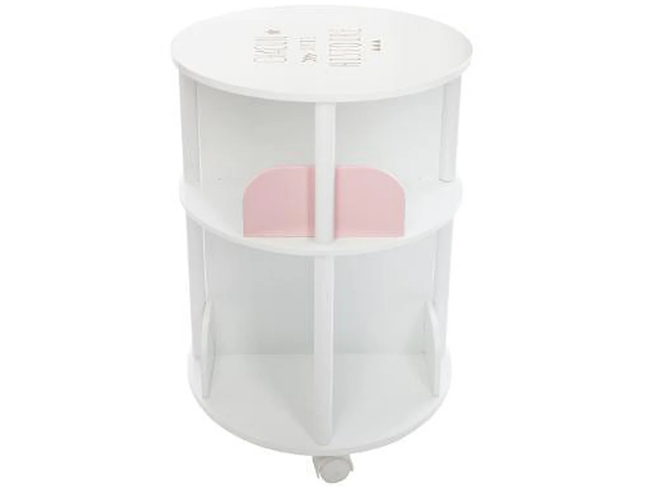 Bibliothèque enfant ronde en MDF et polypropylène, rose - Dim : L.40 x l.40 x H.59 cm