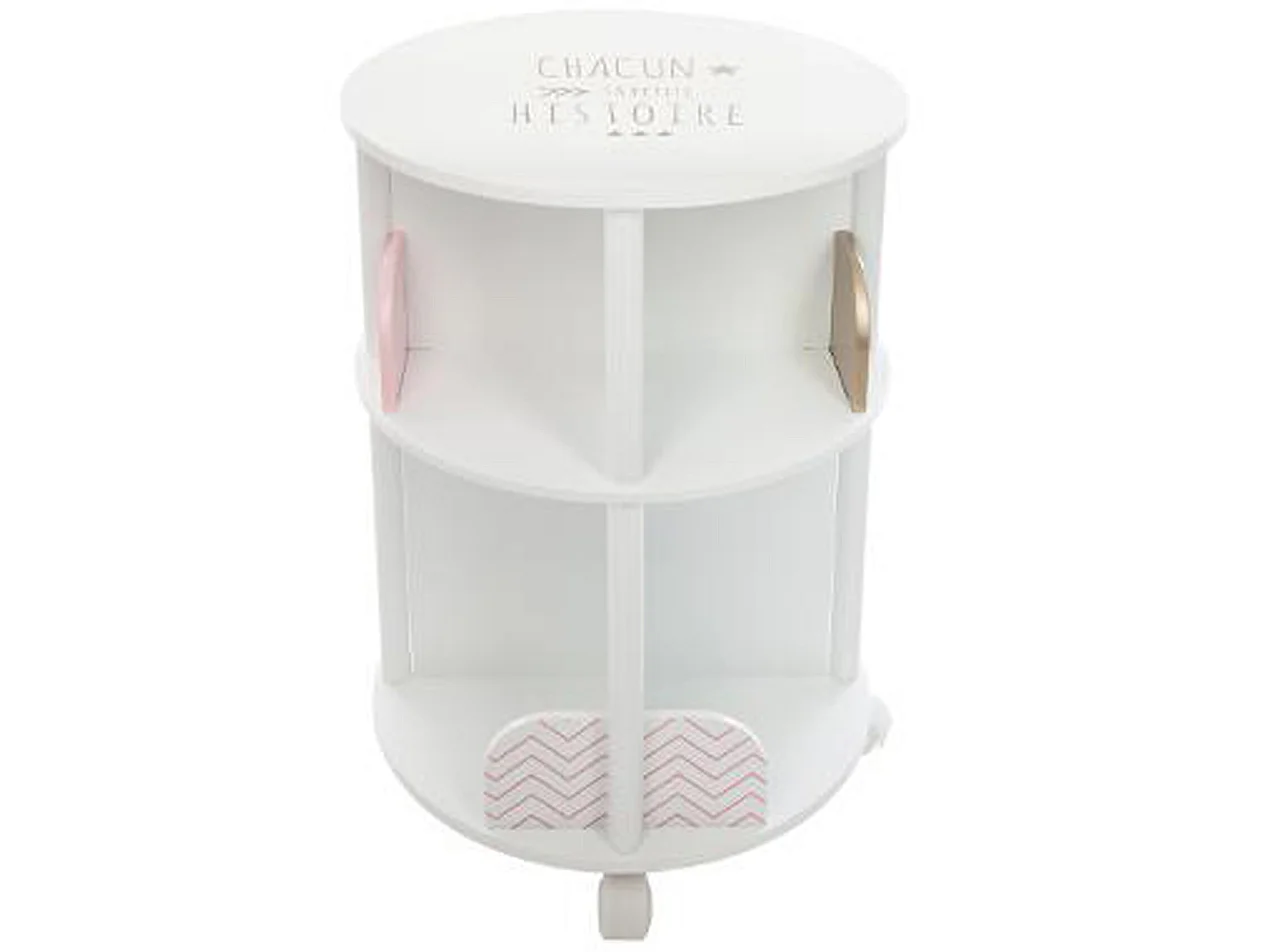 Bibliothèque enfant ronde en MDF et polypropylène, rose - Dim : L.40 x l.40 x H.59 cm