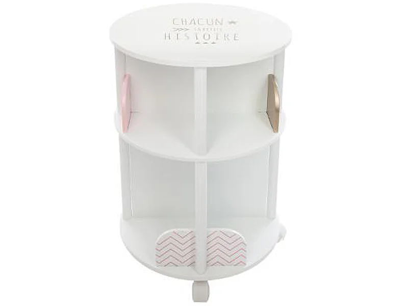 Bibliothèque enfant ronde en MDF et polypropylène, rose - Dim : L.40 x l.40 x H.59 cm