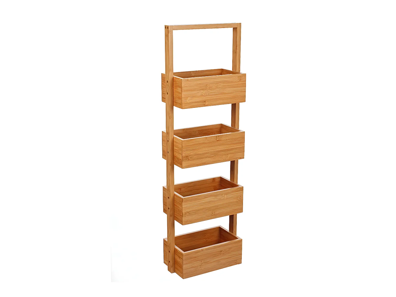 Etagères de 4 casiers en bambou, H88 x P16 x L25 cm