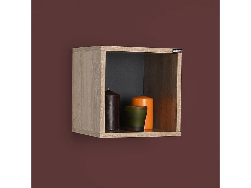 Etagère cube coloris Chêne Cambrian / Gris anthracite - longueur 33 x profondeur 19 x hauteur 33 cm