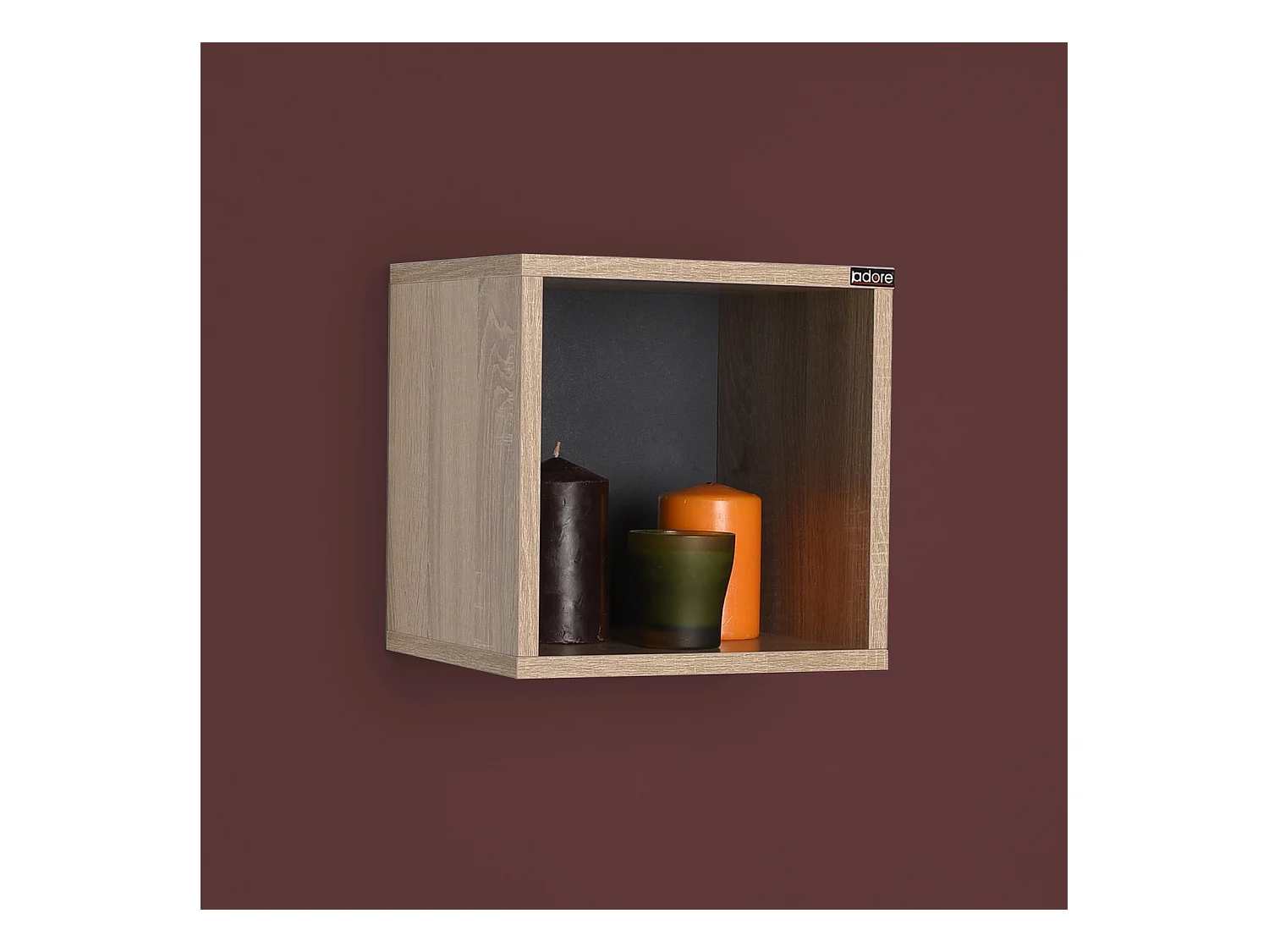 Etagère cube coloris Chêne Cambrian / Gris anthracite - longueur 33 x profondeur 19 x hauteur 33 cm