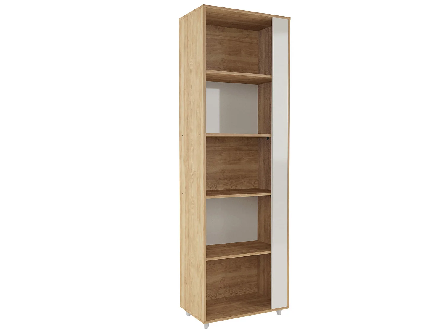 Etagère de 5 tablettes coloris Beige / Chêne Buriti - longueur 60 x profondeur 36 x hauteur 188 cm