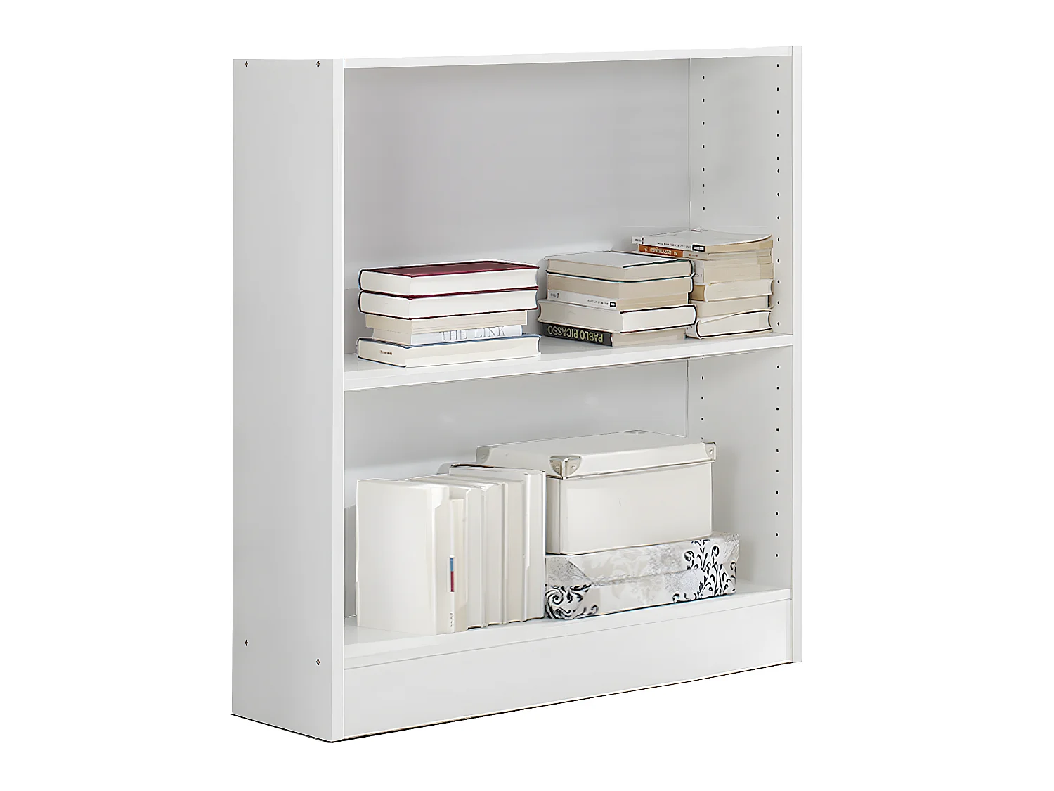 Etagère de 2 tablettes coloris Blanc - longueur 82 x profondeur 33 x hauteur 90 cm