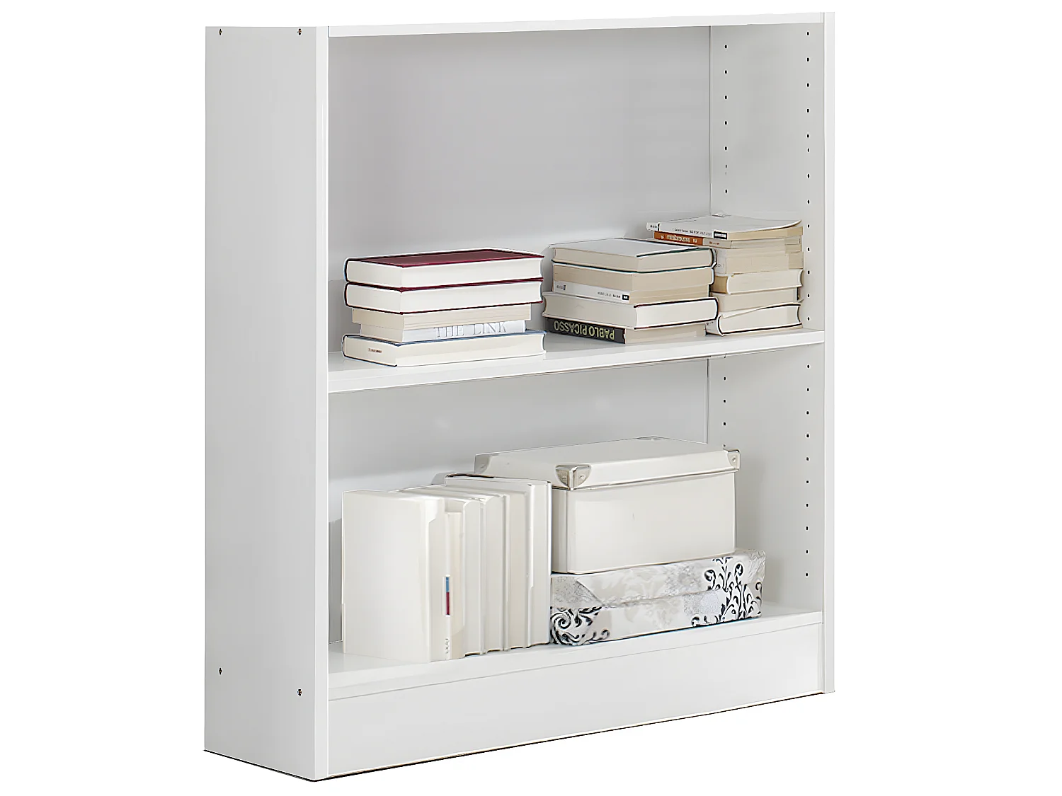 Etagère de 2 tablettes coloris Blanc - longueur 82 x profondeur 33 x hauteur 90 cm