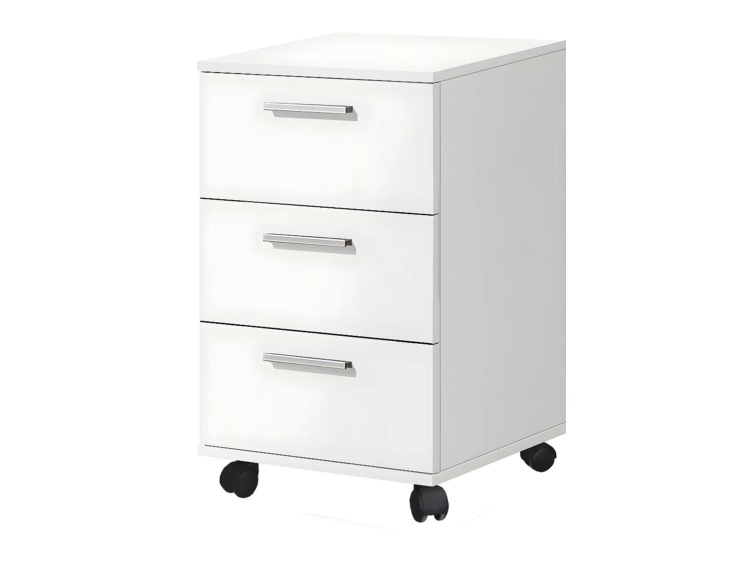 Caisson de 3 tiroirs à roulettes coloris Blanc - longueur 42 x profondeur 35 x hauteur 68 cm