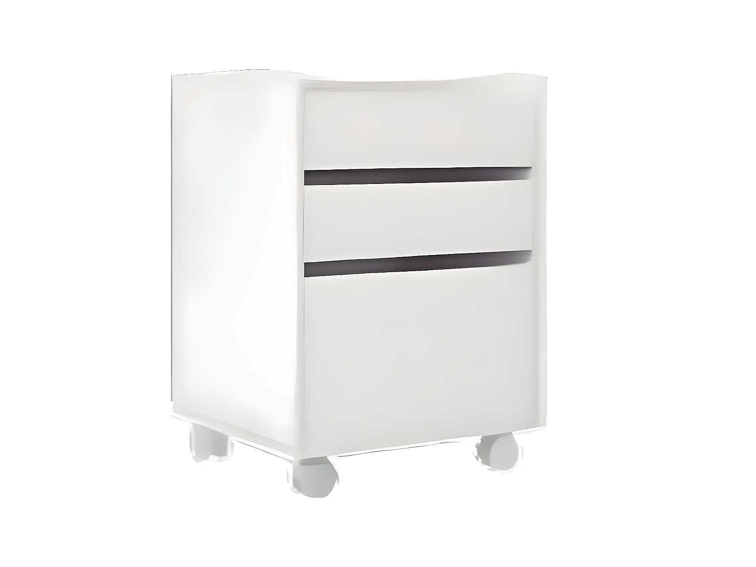 Caisson de 3 tiroirs à roulettes coloris Blanc - Longueur 47 x profondeur 44 x hauteur 66 cm
