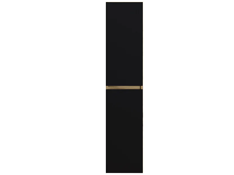 Colonne de salle de bain en mélamine coloris noir mat / chêne - Longueur 30 x profondeur 27 x Hauteur 140 cm