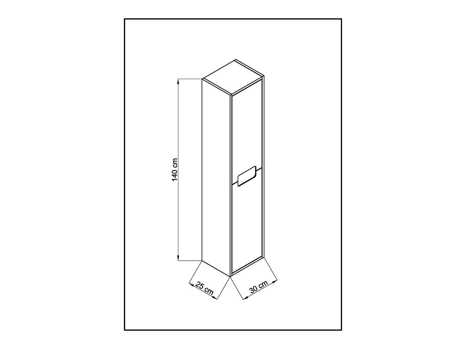 Colonne de salle de bain en mélamine coloris chêne mat / blanc - Longueur 30 x profondeur 25 x Hauteur 140 cm