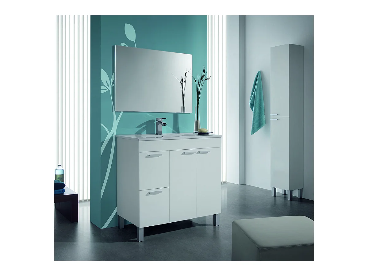 Colonne salle de bain avec 2 portes coloris blanc brillant - 182 x 30 x 25 cm