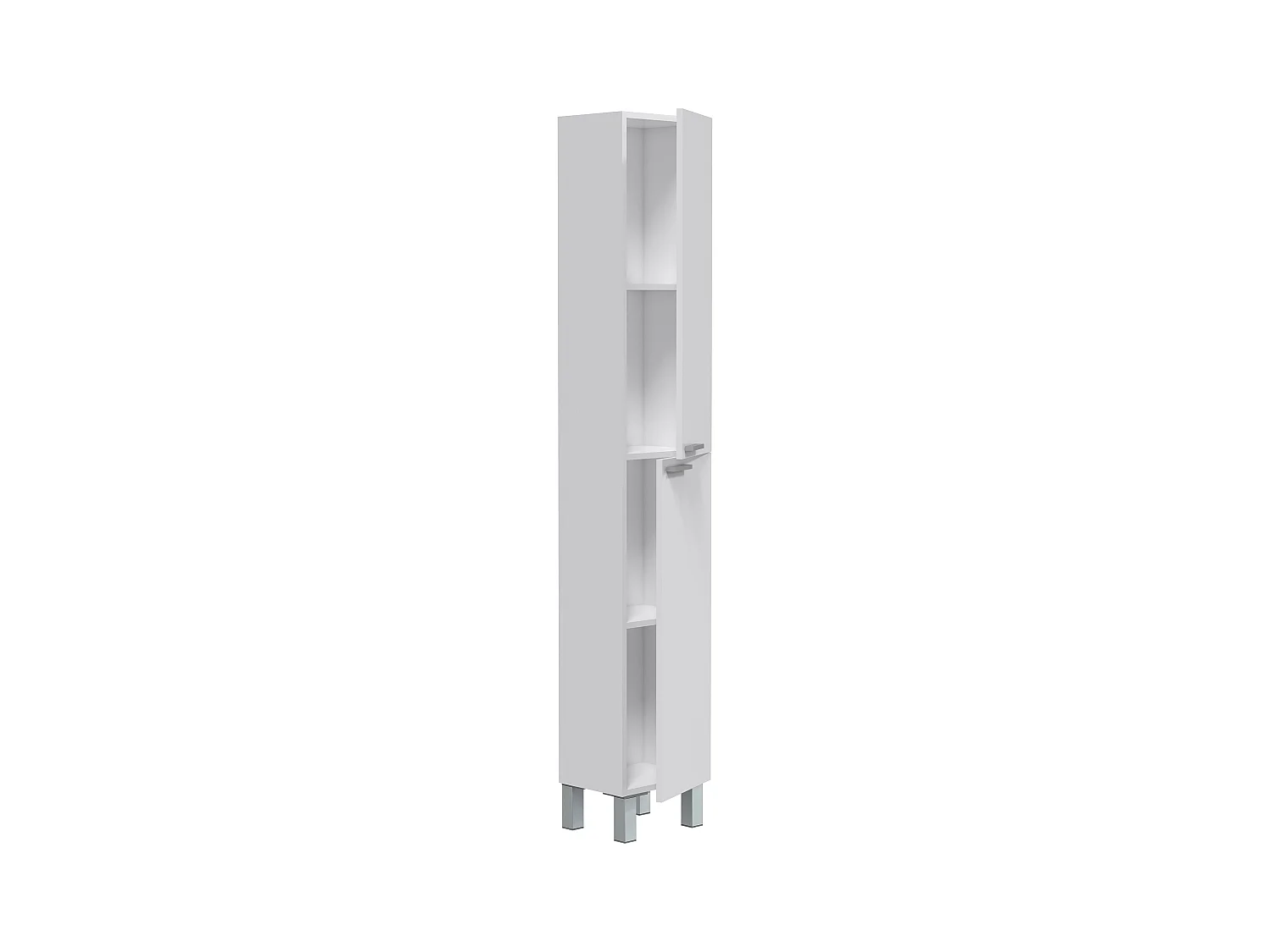 Colonne salle de bain avec 2 portes coloris blanc brillant - 182 x 30 x 25 cm
