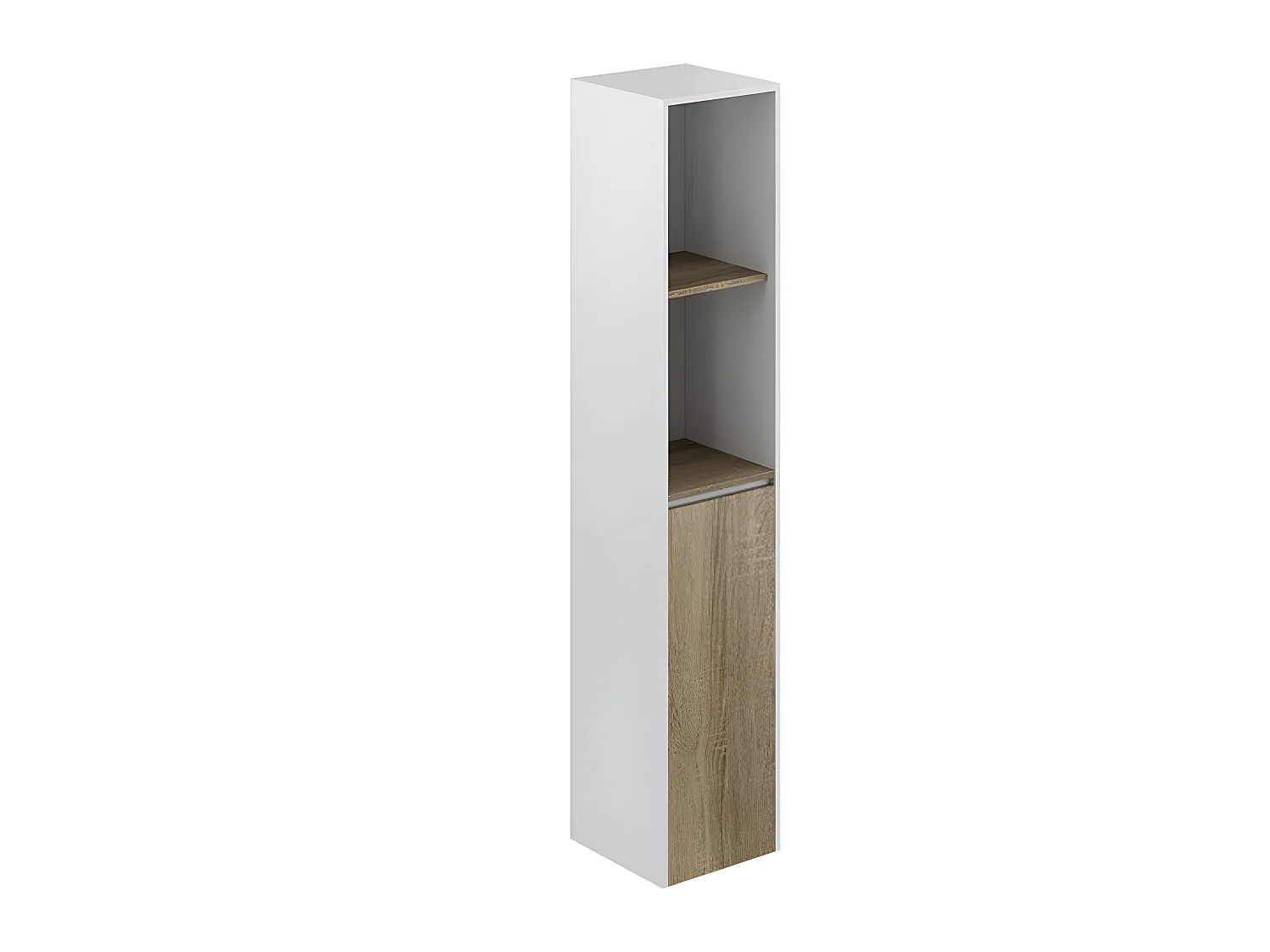 Colonne de salle de bain en mélamine coloris chêne / blanc - Longueur 30 x profondeur 25 x Hauteur 140 cm
