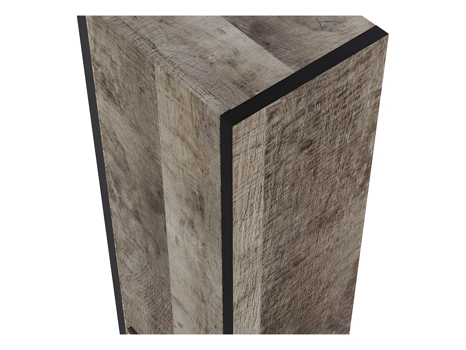 Colonne de salle de bain en mélamine coloris chêne et noir - Longueur 31 x profondeur 25 x Hauteur 140 cm