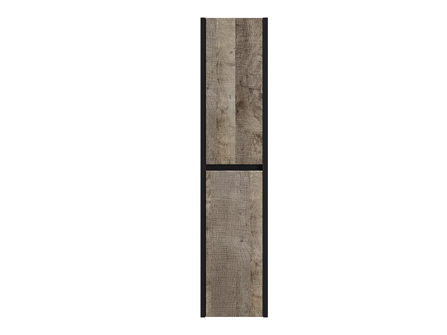 Colonne de salle de bain en mélamine coloris chêne et noir - Longueur 31 x profondeur 25 x Hauteur 140 cm