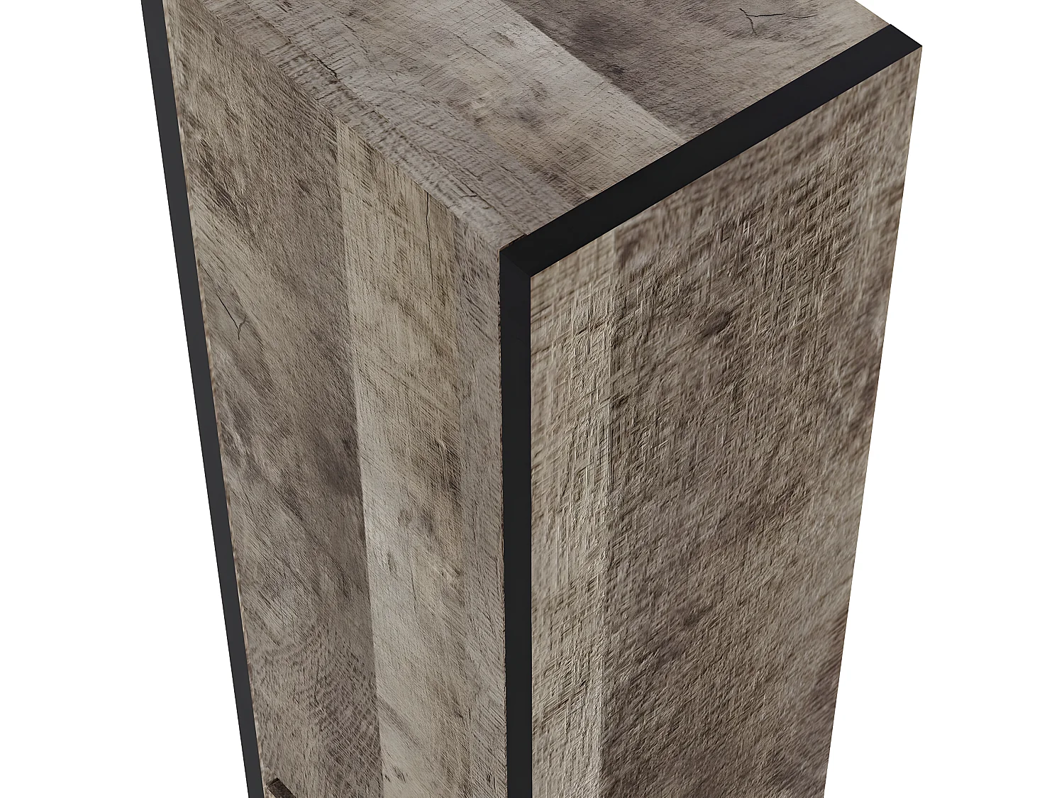 Colonne de salle de bain en mélamine coloris chêne et noir - Longueur 31 x profondeur 25 x Hauteur 140 cm