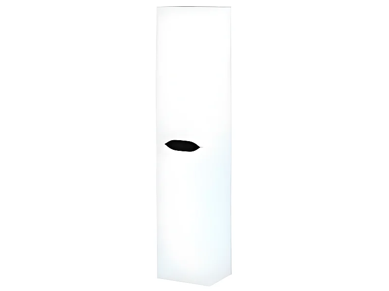 Colonne Meuble salle de bain en mélamine laqué blanc brillant - Longueur 30 x profondeur 27 x Hauteur 140 cm