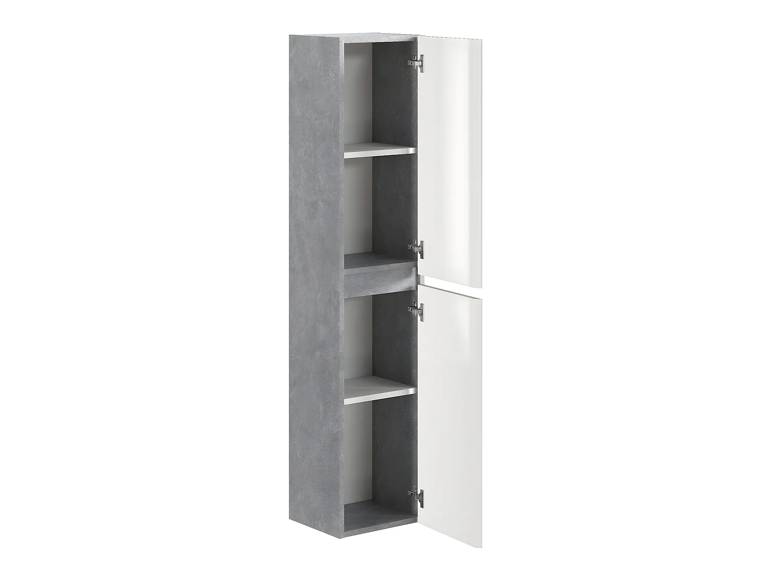 Colonne de salle de bain en mélamine coloris béton / blanc - Longueur 30 x profondeur 27 x Hauteur 140 cm