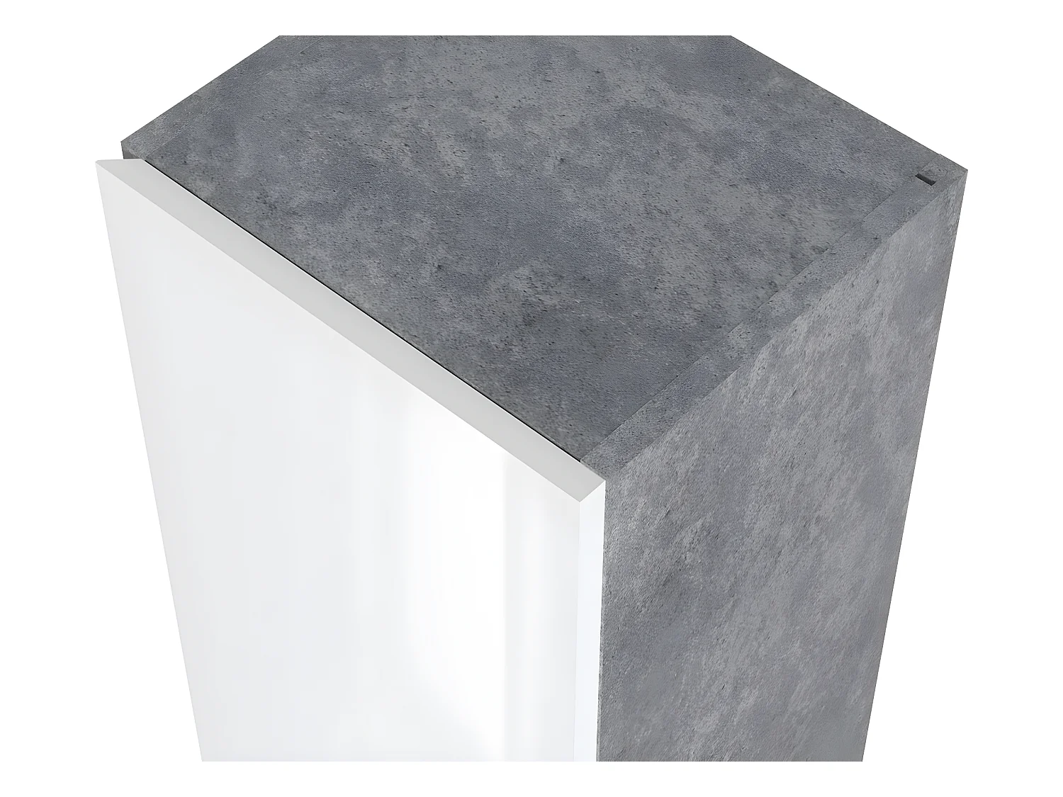 Colonne de salle de bain en mélamine coloris béton / blanc - Longueur 30 x profondeur 27 x Hauteur 140 cm