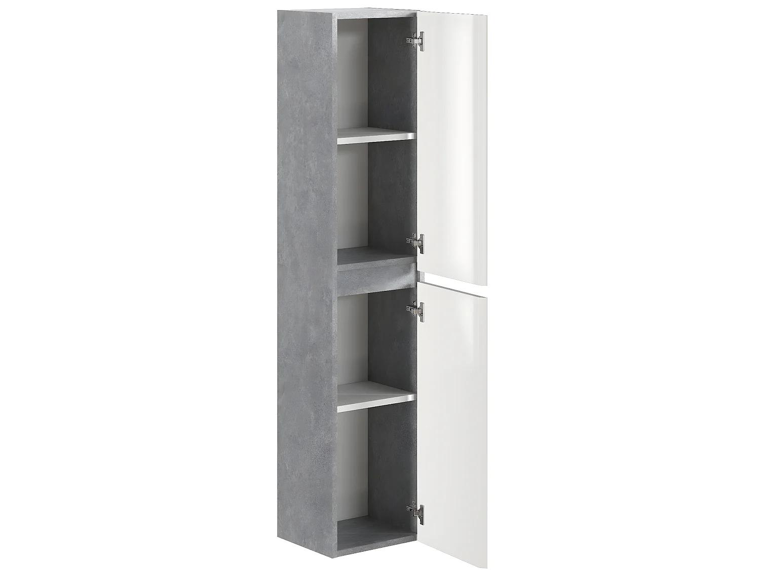 Colonne de salle de bain en mélamine coloris béton / blanc - Longueur 30 x profondeur 27 x Hauteur 140 cm