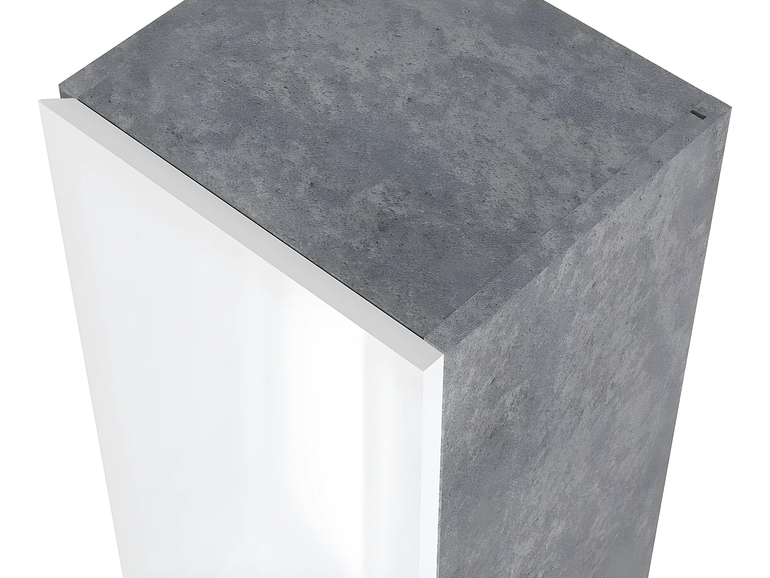 Colonne de salle de bain en mélamine coloris béton / blanc - Longueur 30 x profondeur 27 x Hauteur 140 cm