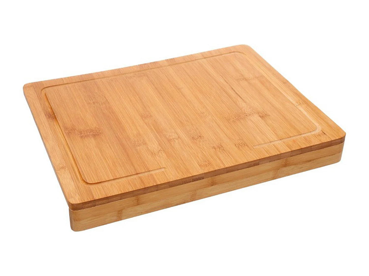 Planche à découper avec rebord en bambou coloris naturel - Dim : L. 45 x l. 34,5 cm