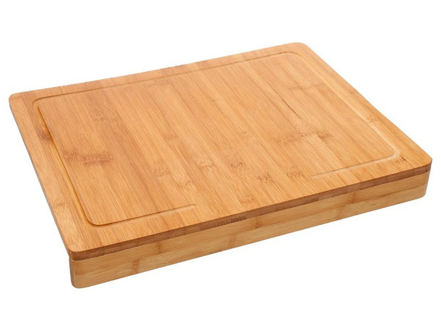 Planche à découper avec rebord en bambou coloris naturel - Dim : L. 45 x l. 34,5 cm