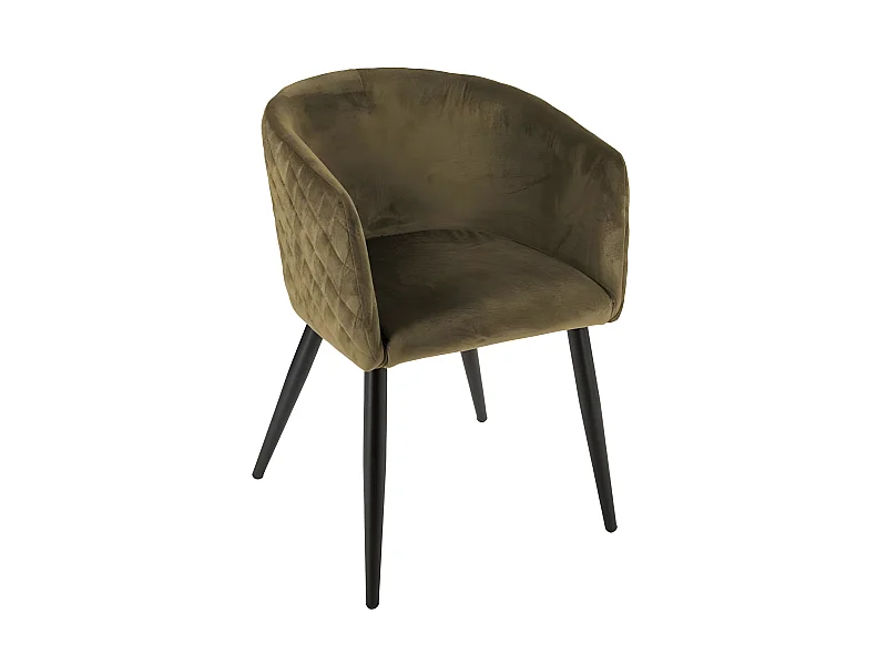 Lot de 2 fauteuils coloris vert kaki en velours / métal - Longueur 56 x Profondeur 56 x Hauteur 76 cm