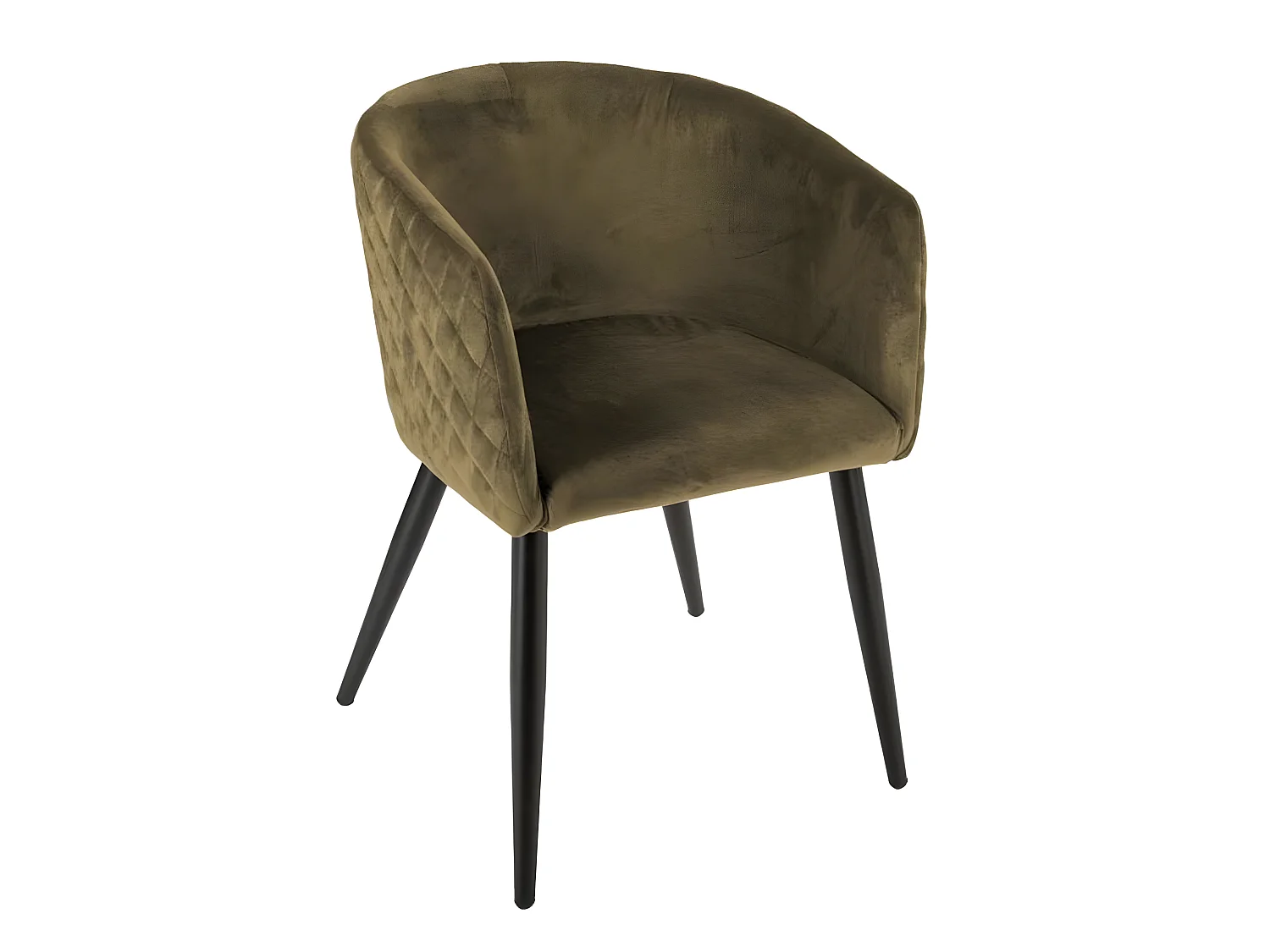 Lot de 2 fauteuils coloris vert kaki en velours / métal - Longueur 56 x Profondeur 56 x Hauteur 76 cm