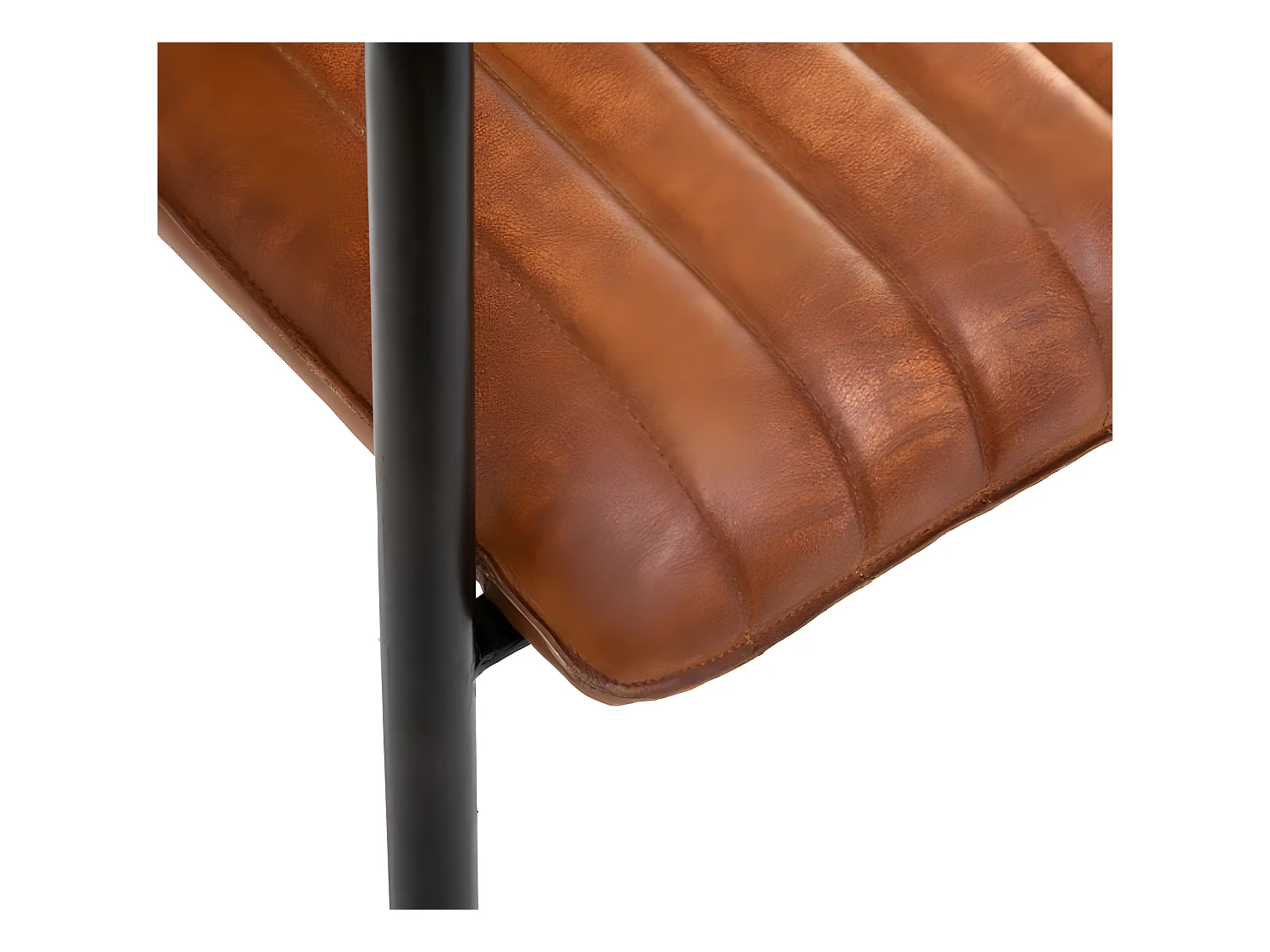 Lot de 2 fauteuils en cuir coloris cognac - Longueur 52 x Profondeur 62 x Hauteur 77,5 cm