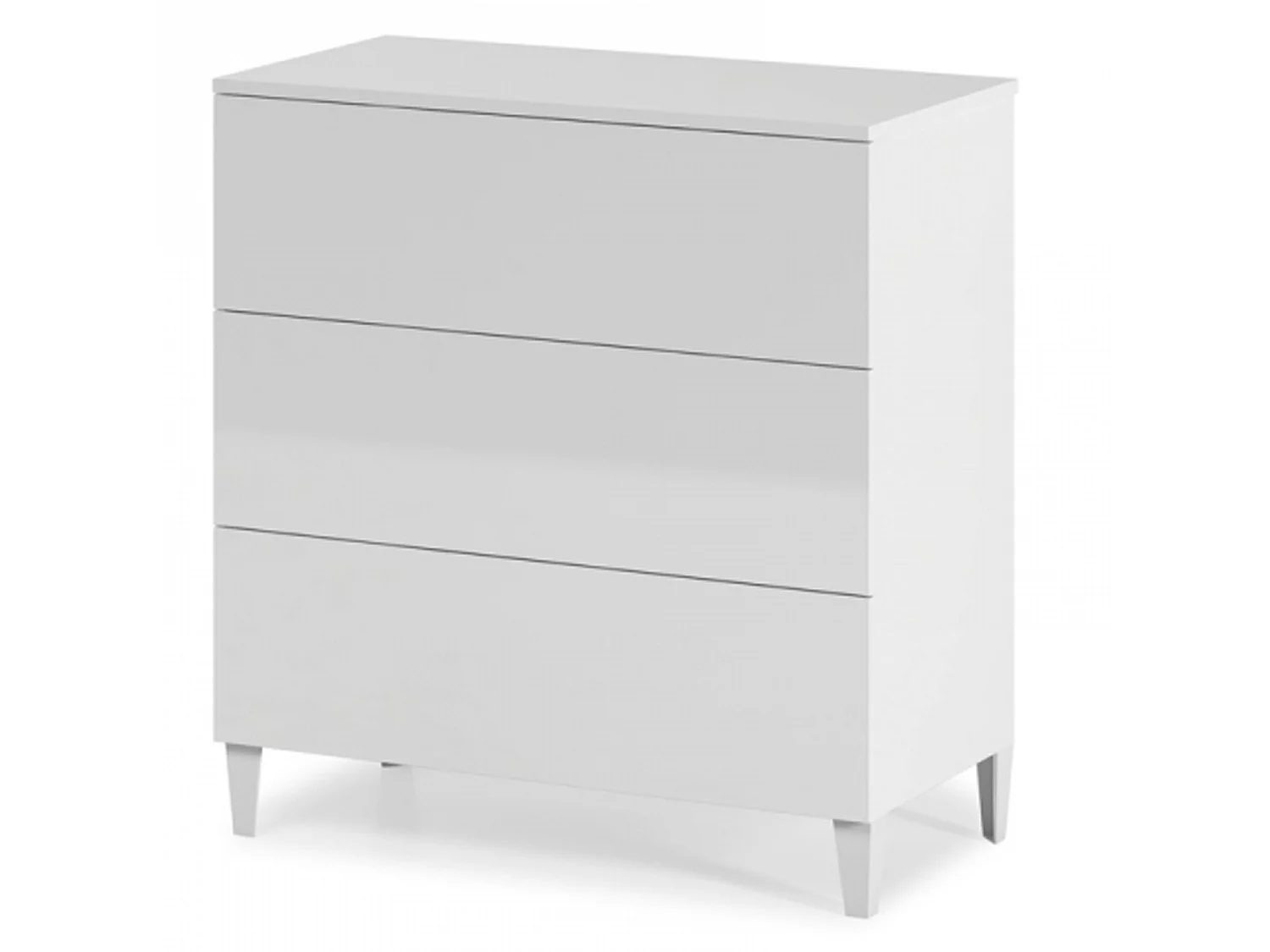 Commode en bois coloris blanc brillant avec 3 tiroirs - Dim : 76 x 80 x 40 cm