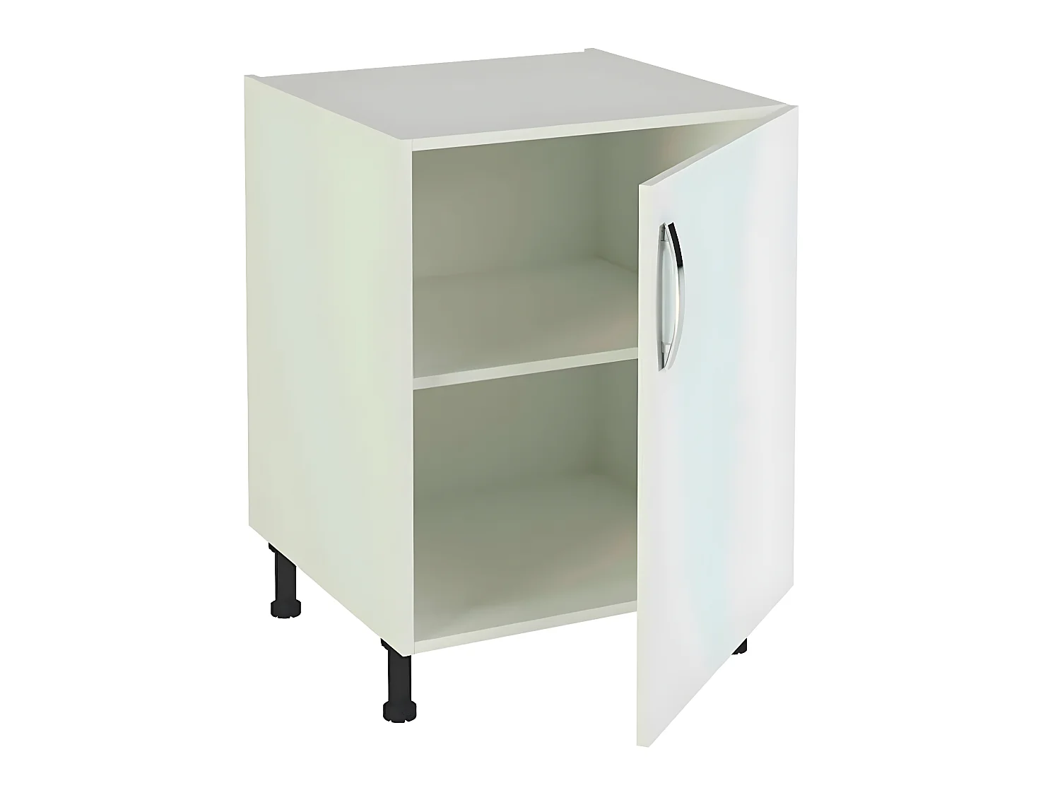 Meuble bas de cuisine 1 porte coloris blanc - Hauteur 85 x Longueur 60 x profondeur 58 cm