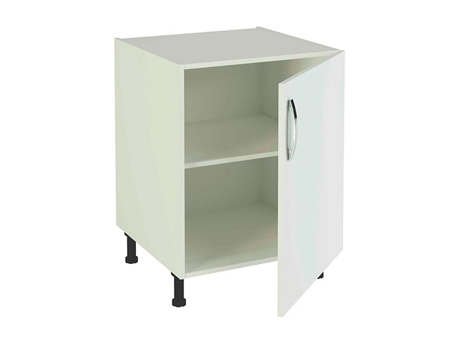 Meuble bas de cuisine 1 porte coloris blanc - Hauteur 85 x Longueur 60 x profondeur 58 cm