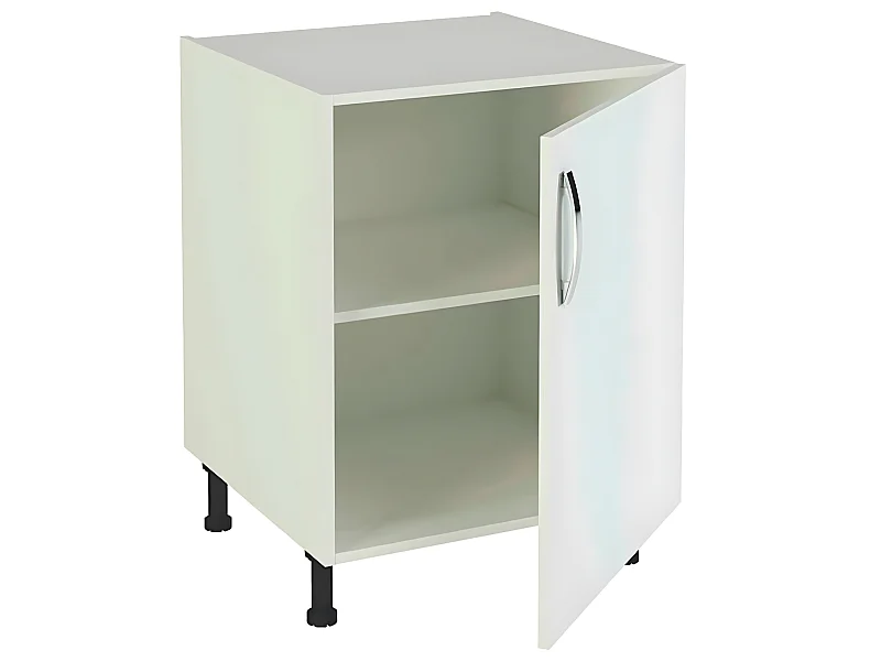 Meuble bas de cuisine 1 porte coloris blanc - Hauteur 85 x Longueur 60 x profondeur 58 cm