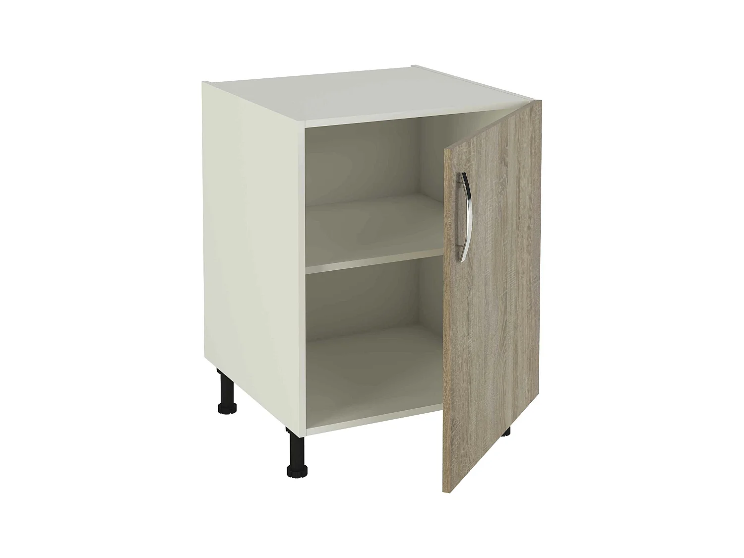 Meuble bas de cuisine 1 porte coloris chêne cortez - Hauteur 85 x Longueur 60 x profondeur 58 cm