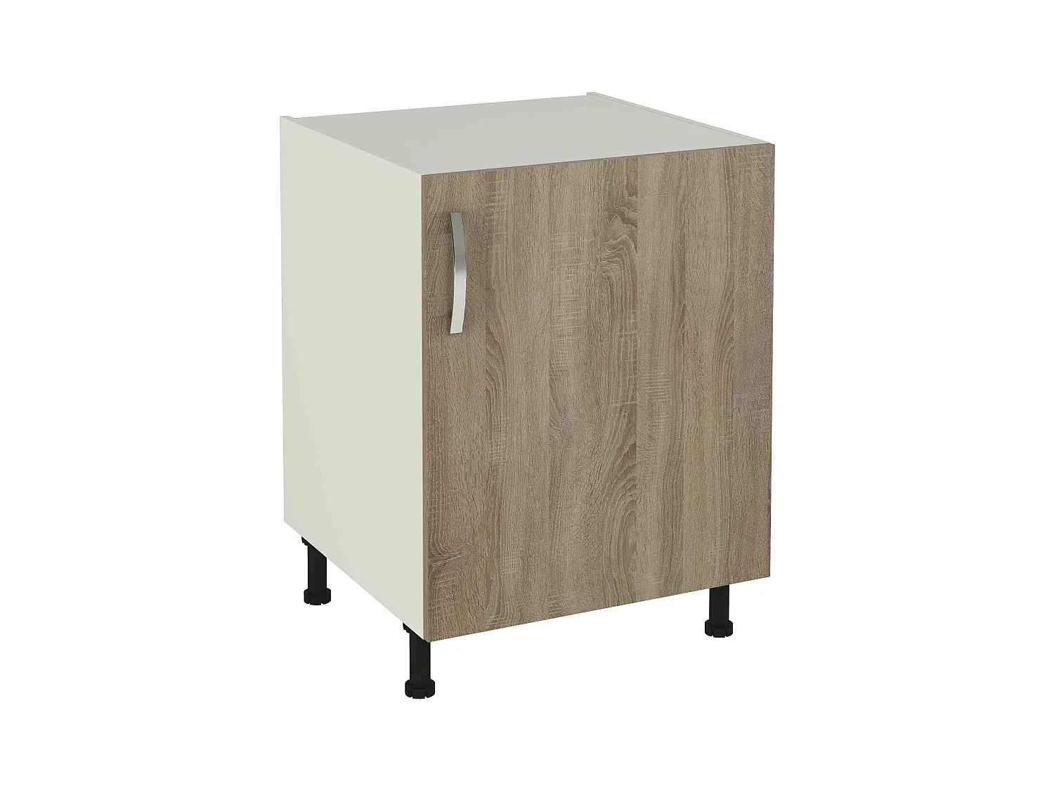 Meuble bas de cuisine 1 porte coloris chêne cortez - Hauteur 85 x Longueur 60 x profondeur 58 cm