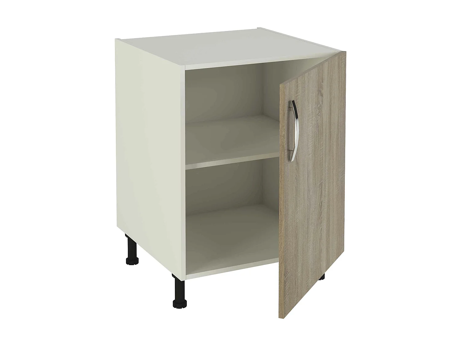 Meuble bas de cuisine 1 porte coloris chêne cortez - Hauteur 85 x Longueur 60 x profondeur 58 cm