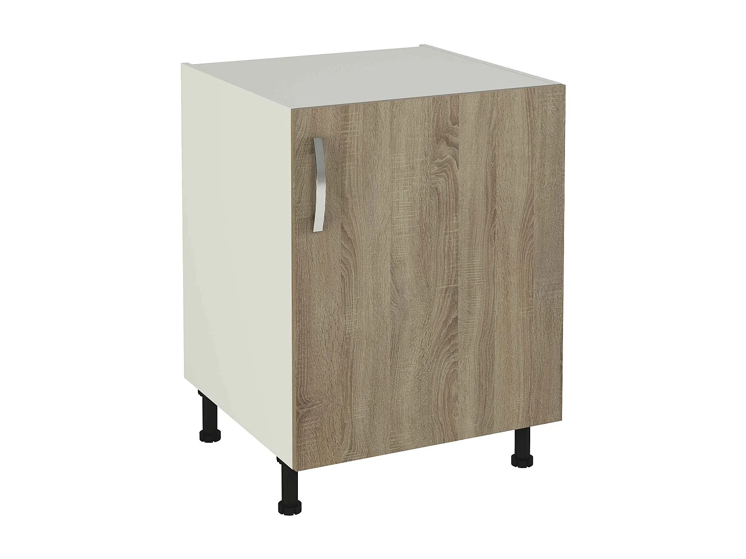 Meuble bas de cuisine 1 porte coloris chêne cortez - Hauteur 85 x Longueur 60 x profondeur 58 cm