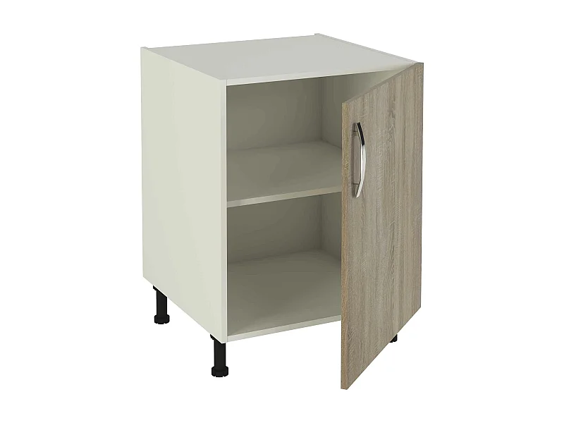 Meuble bas de cuisine 1 porte coloris chêne cortez - Hauteur 85 x Longueur 60 x profondeur 58 cm