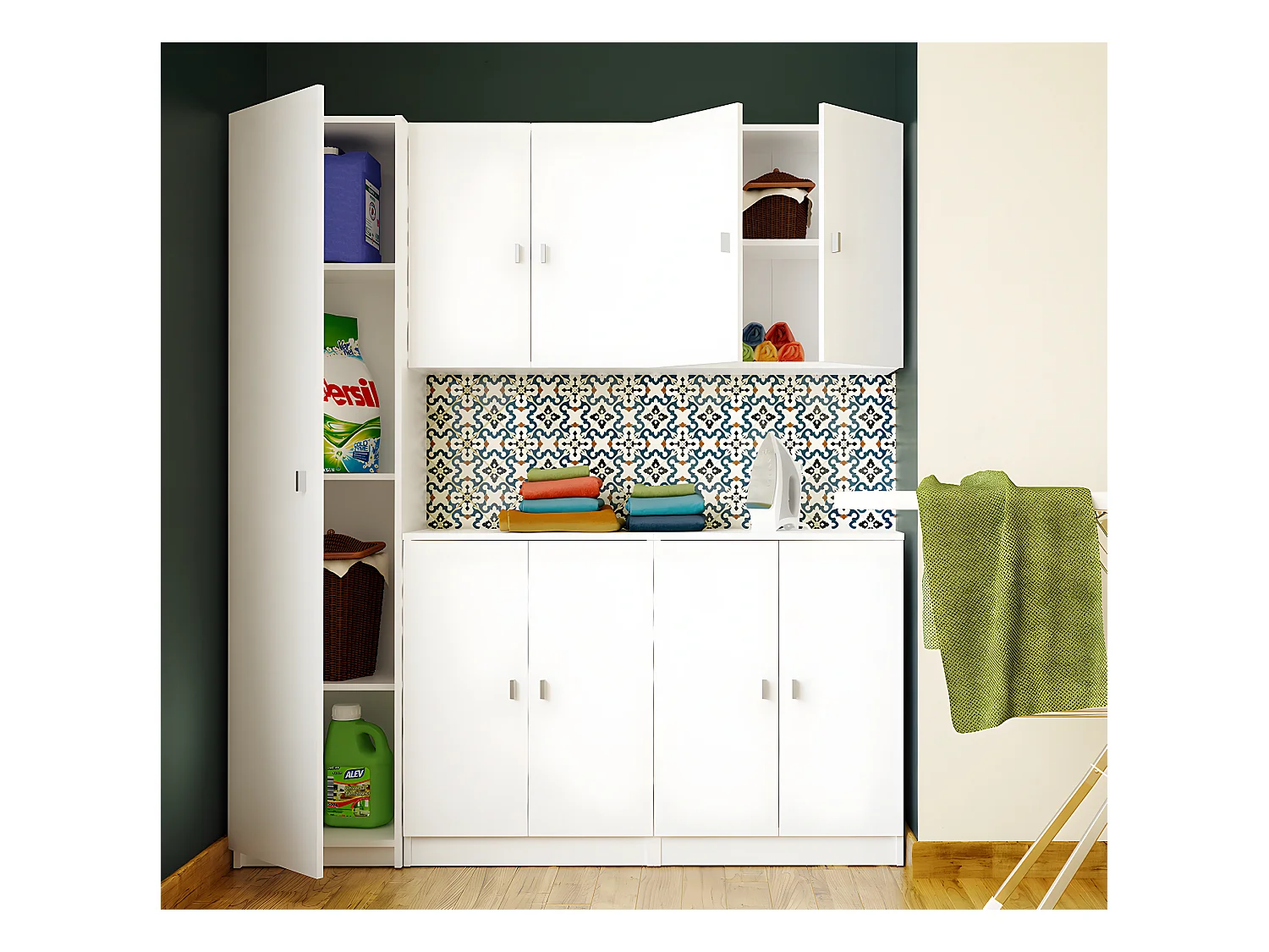 Meuble Haut Polyvalent Coloris Blanc - Hauteur 60 x Longueur 60 x Profondeur 26,5 cm