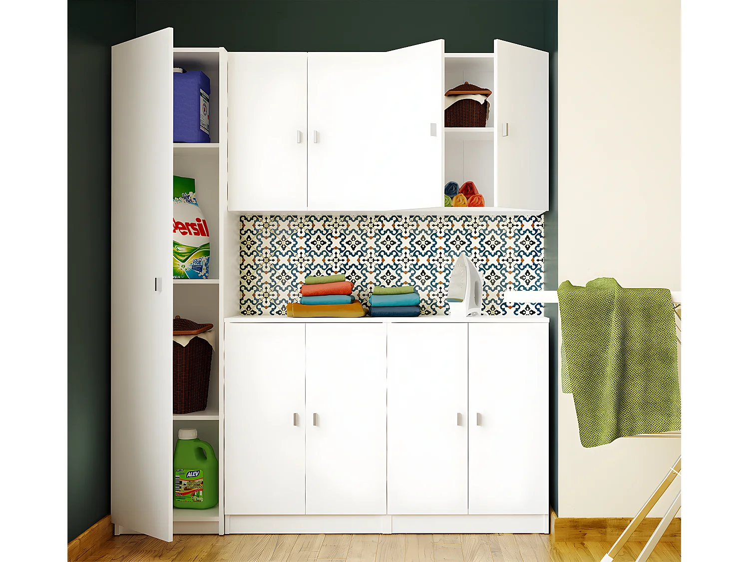 Meuble bas polyvalent coloris blanc - Hauteur 80 x Longueur 60 x Profondeur 34 cm