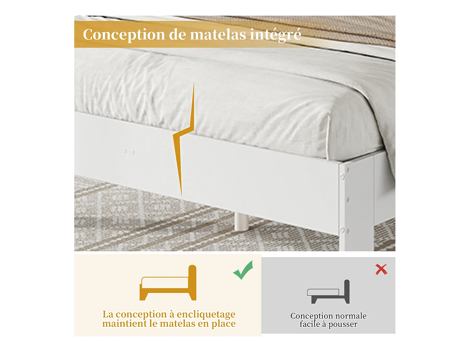 Houten bed 140x200 cm met hoofdeinde, geïntegreerde opbergruimte, 2 uitschuifbare nachtkastjes, MDF, wit (244,4x115x75 cm)