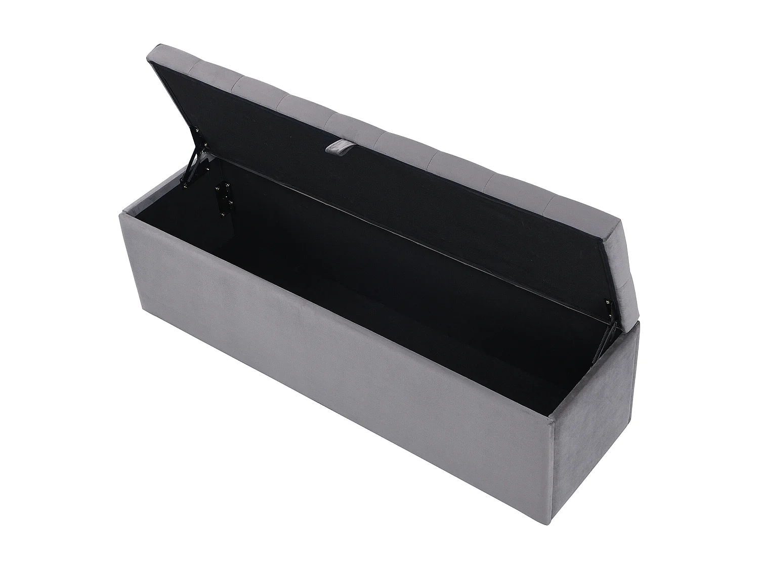 Banquette en velours avec rangement, design moderne, avec coutures décoratives, gris (138x41x42 cm)