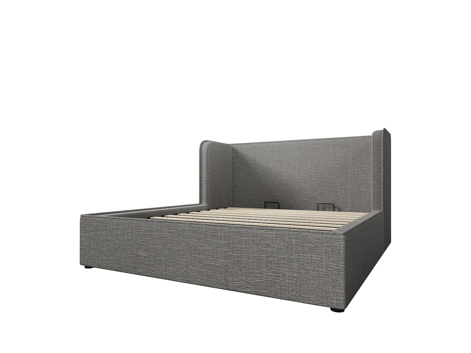 Lit double, Polsterbett hydraulique avec LED, Tête de lit ajustable et rangement, Gris (180x200 cm)